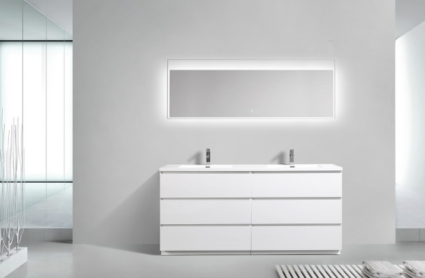 Alma-Edison 72″ Gloss White Vanity With A Integrated Sink