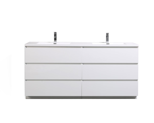 Alma-Edison 72″ Gloss White Vanity With A Integrated Sink