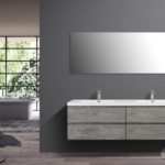 Alma-Pre 72″ Cement Gray Wall Mount Vanity With A Integrated Sink