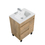 Alma Grace 24″ Natural Wood Finish Vanity With A Porcelain Sink