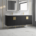 Alma Bulanka 72″ Double Sink Vanity Dawn grey , Golden Brass Hardware