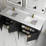 Alma Bulanka 72″ Double Sink Vanity Dawn grey , Golden Brass Hardware