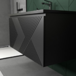 Alma-Moore 36″ Matte Black Wall Mount Vanity With A Integrated Black Sink