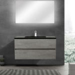Alma-EDI 40″ Cement Gray Wall Mount Vanity With A Integrated Black Sink