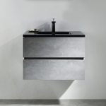 Alma-EDI 30″ Cement Gray Wall Mount Vanity With A Integrated Black Sink