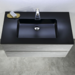 Alma EDI 36″ Cement Grey Wall Mount Vanity With A Integrated Black Sink