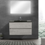 Alma EDI 36″ Cement Grey Wall Mount Vanity With A Integrated Black Sink