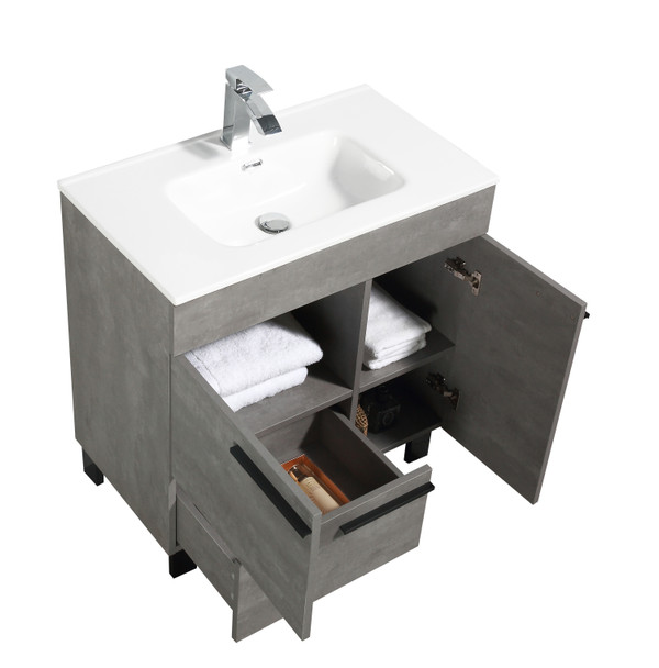 Alma Gill 32″ Cement Gray Vanity With A Porcelain Sink