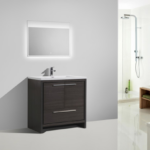 Allier 36″ Matt Gray Oak Free Standing Vanity With A Integrated Sink
