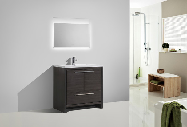 Allier 36″ Matt Gray Oak Free Standing Vanity With A Integrated Sink