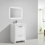 Alma Allier 24″ Gloss White Free Standing Vanity With A Integrated Sink