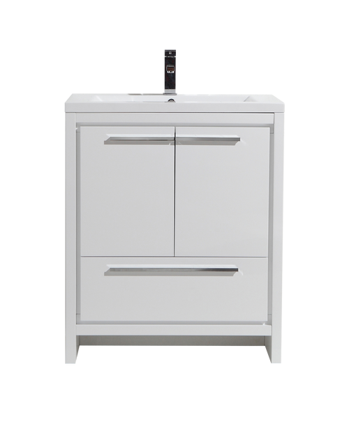 Alma Allier 30″ Gloss White Free Standing Vanity With A Integrated Sink