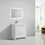 Alma Allier 30″ Gloss White Free Standing Vanity With A Integrated Sink