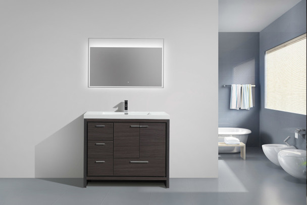 Alma Allier 42″ Dark Gray Oak Vanity With A Integrated Sink / Left Side Drawers