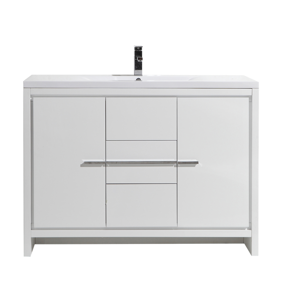 Alma Allier 48″ Gloss White Free Standing Vanity With A Integrated Sink