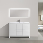 Alma Allier 48″ Gloss White Free Standing Vanity With A Integrated Sink