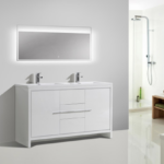 Alma Allier 60″ Gloss White Double Sink Vanity With A Integrated Sink
