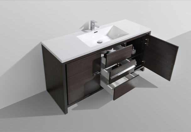 Alma Allier 60″ Matt Gray Single Sink Vanity With A Integrated Sink