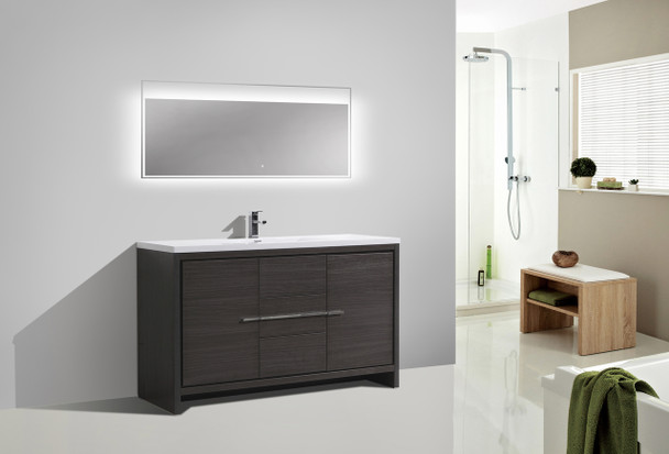 Alma Allier 60″ Matt Gray Single Sink Vanity With A Integrated Sink
