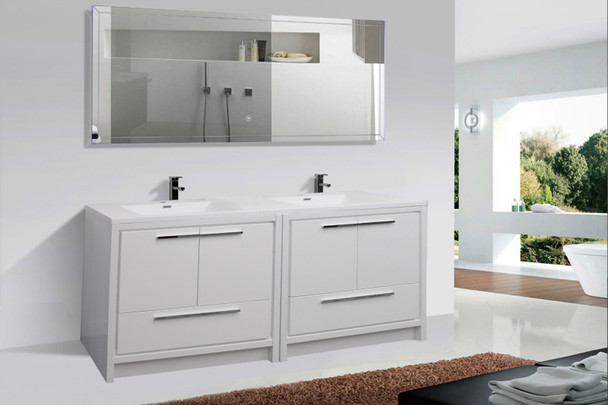 Alma Allier 72 inch Gloss White Vanity With White Sink