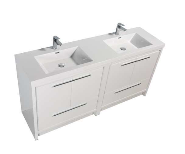 Alma Allier 72 inch Gloss White Vanity With White Sink