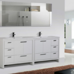 Alma Allier 84″ Gloss White Vanity With A Integrated Sink