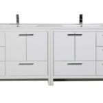 Alma Allier 84″ Gloss White Vanity With A Integrated Sink