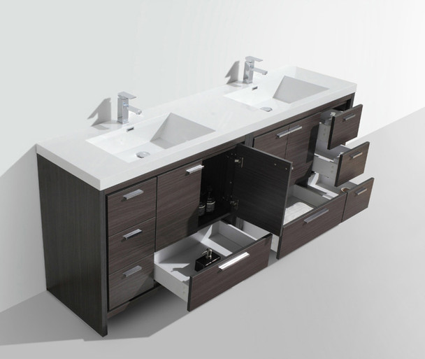Alma Allier 84″ Gray Oak Vanity With A Integrated Sink