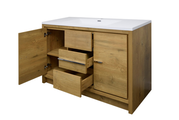 Alma-Allier 48″ Natural Oak finish Vanity With Integrated Sink