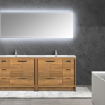 Alma-Allier 84″ Natural Oak Finish Vanity With A Integrated Sink