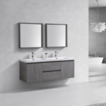 Alma Pre 60″ Cement Gray Wall Mount Double Sink Vanity With A Integrated Sink
