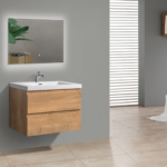 Alma-Pre 30″ Natural Oak Finish Wall Mounted Vanity With Integrated Sink