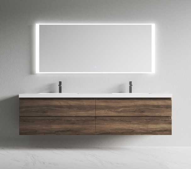 Alma-Pre 84″ Ebony Brown Wall Mount Vanity With Integrated Sink