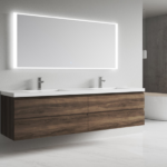 Alma-Pre 84″ Ebony Brown Wall Mount Vanity With Integrated Sink