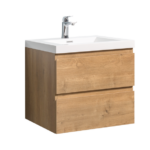 Alma -Pre 24″ Natural Oak Wall Mount Vanity With A Integrated Sink