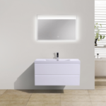 Alma-Pre 42″ Gloss White Wall Mount Vanity With A Integrated Sink