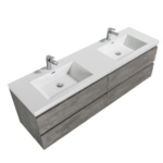 Alma-Pre 84″ Cement Gray Wall Mount Vanity With A integrated Sink