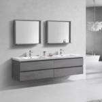 Alma-Pre 84″ Cement Gray Wall Mount Vanity With A integrated Sink