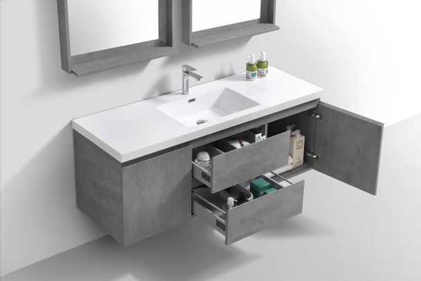 Alma-Pre 60″ Cement Gray Single Sink Vanity With A Integrated Sink