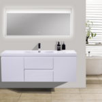Alma-Pre 60″ Gloss White Single Sink Vanity With A Integrated Sink