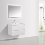 Alma-Pre 30″ Gloss White Wall Mount Vanity With A Integratd Sink