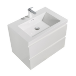 Alma-Pre 30″ Gloss White Wall Mount Vanity With A Integratd Sink