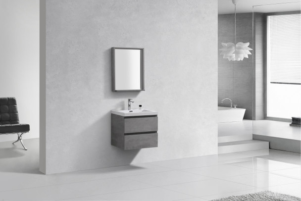 Alma -Pre 24″ Cement Gray Wall Mount Vanity With A Integrated Sink
