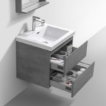 Alma -Pre 24″ Cement Gray Wall Mount Vanity With A Integrated Sink