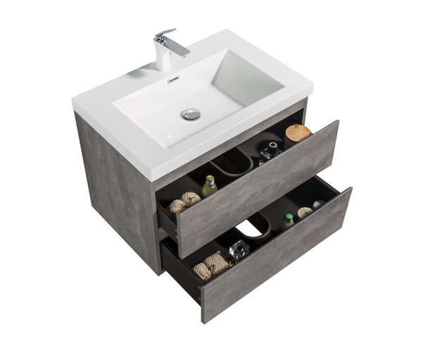Alma-Pre 30″ Cement Gary Wall Mount Vanity With A Integrated Sink