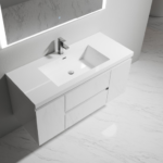 Alma-Pre 48″ Gloss White Wall Mount Vanity With A Integrated Sink